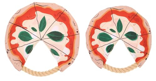 UTHCLO Gioco per Cani Disco Volante 2 Pezzi in Corda di Cotone Resistente Morso Design Pizza per Addestramento Cuccioli e Attività Outdoor Interattive
