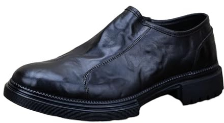 Genérico Zapatos De Cuero Genuino Hechos A Mano Primera Calidad For Hombres, Calzado Informal Negocios Liviano con Diseño Flexible For Oficina Y Eventos Sociales(Black,38 EU)