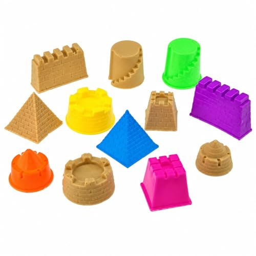 Uteruik 6-Piece Castle Sand Mould Set for Beach Play | ABS construction, clear inner textures, pyramid and tower forms, for sand or modelling clay, imaginative outdoor play