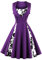 AXOE Femmes Robe Cocktail à Pois Année 50 40 Violet et Blanche, Taille 50, 5XL