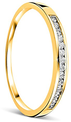 Orovi Bague Mémoire pour femme Bague de mariage Or jaune 18 carats (750) Brillants 0,10 carat Bague de fiançailles Bague diamant, Or