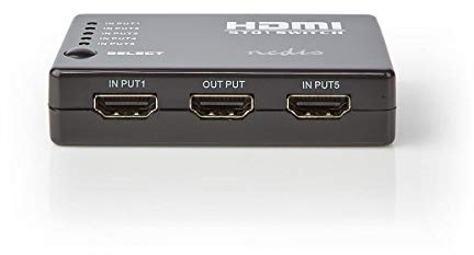 NEDIS HDMI Schalter | 3-Port | 4X HDMI Ausgang | 1x HDMI Ausgang | 1080p | 3.4 Gbps | ABS | Schwarz, 5-Port, VSWI3455BK