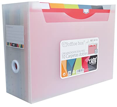 Organizador de Mesa Desk Free Vital Colors - REF 39118 - con 10 Carpetas Dobles Interiores + 40 Adhesivos by Office Box
