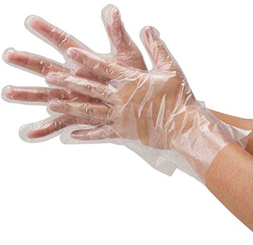 MIDHILL 150 Disposable Gloves Prima Clear Plastic Disposable Polyethylene Gloves Work Cleaning Transparent Waterproof Glove for Cooking Cleaning Kitchen Cafe