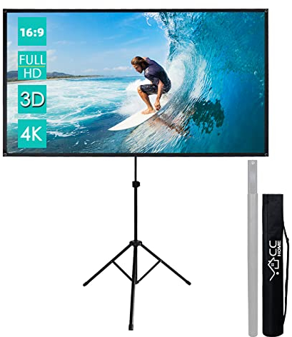 CCLIFE Klappbar Beamer Leinwand mit Stativ Inklusiv Montagematerial 80/90 / 100 Zoll Projektionsleinwand Rolloleinwand heimkino Mobile