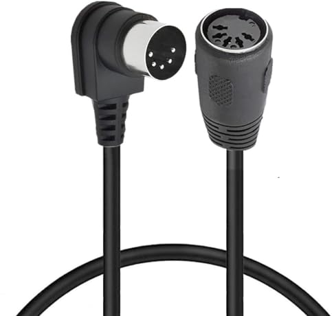 HTGuoji MIDI DIN-Verlängerungskabel, 5-poliger DIN 90-Grad-Winkelstecker auf Buchse, Audio AT Adapterkabel für Keyboard Synthesizer, Organ, E-Piano, MIDI Gitarre (50 cm)