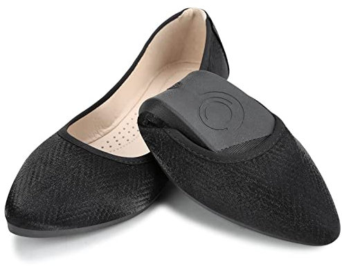 MACHSWON Ballet Flats for Women Comfortable Women's Dressy Flats Memory Foam Casual Slip on Pointed Toe Wedding Ballerina Shoes Ladies(Black, Size 7.5)