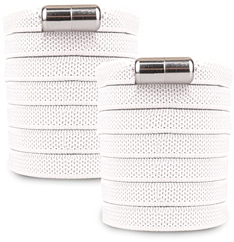 SULPO 2 Paare Flache Elastische Schnürsenkel Mit Metallkapseln - Schnellverschluss Gummi Schuhbänder Ohne Binden für Erwachsene & Kinder