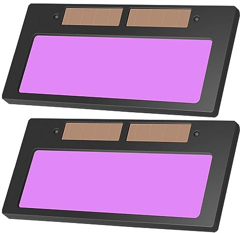 Lot de 2 verres de soudage à obscurcissement automatique, 109 x 52 mm, à énergie solaire, verres de rechange pour casque de soudage, lunettes de rechange pour masque de soudage