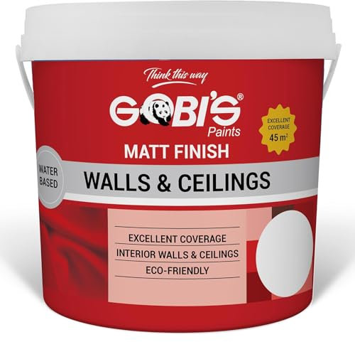 Gobi's Matt Finish White Emulsion Paint - Ideal for Walls & Ceilings - 45m2 Coverage per Litre 4L