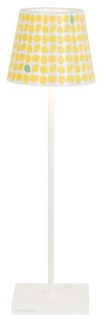 Zafferano, Poldina Pro con Cover, Lampada da Tavolo Ricaricabile e Senza Fili con Controllo Touch, Lampada da Esterni, Dimmer, 2200-3000 K, Altezza 38 cm, Colore Bianco - Limoni Gialli