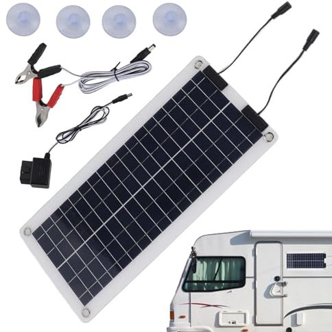 Caricabatteria per auto solare,Manutentore caricabatteria per auto solare | Mantenitore batteria di mantenimento da 100 W | Mantenitore di batteria solare, doppia uscita, per auto da 12 V-24 V, camper