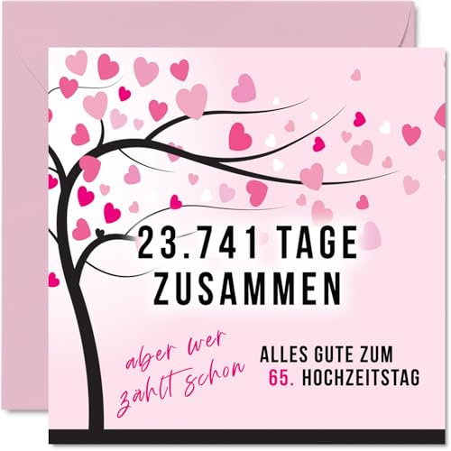 Stuff4 65. Hochzeitstag Karte Liebe - 23741 Tage Zusammen - 65 Jahrestag Karte Hochzeitstag Geschenke für Mein Mann Ehemann Meine Frau Ehefrau, 145mm Lustig Glückwunschkarten