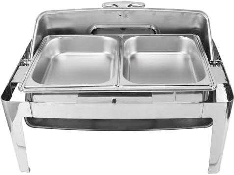 Qcwwy Chafing Dish, 9l Capacidad Chafer Juego Completo Interior Espacioso Calentador de Alimentos para Buffet Mango de Agarre Cómodo Calentador de Platos para Buffets Áreas de Desayuno