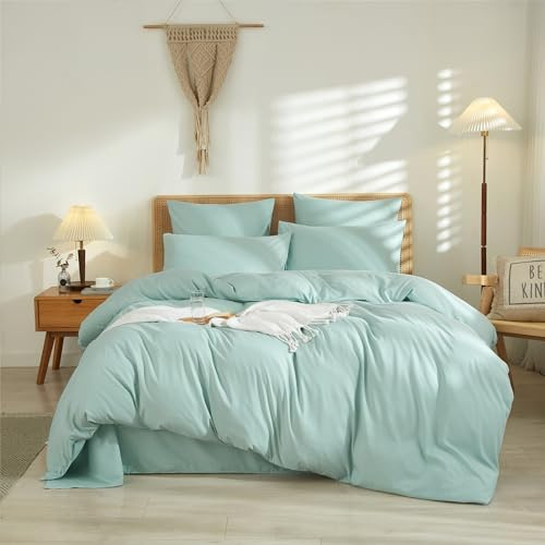 Juego de Funda Nordica Verde Claro Cama 135/150 100% Microfibra Transpirable Suave Moderno Juego de Funda de Edredón 240x220 y Fundas Almohada (50x75cm)