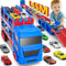 Carrier Truck Toys for Kids, 65inch&FoldableTransporter Truck Toy with 10 Cars (4 Pull Back Cars+6 Race Cars), Race Track Truck for Boy Kids, Toy Cars for 2-6 Year Olds Boy Gift for Birthday/Christmas