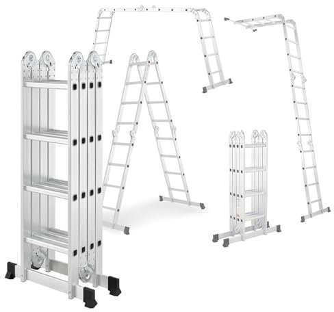Échelle Multifonctions BM TOOLS BMT-4X4-MULTI en ALU, 4x4 marches - 4,65 m de Long. / Pliable - jusqu'à 150 kg - articulée