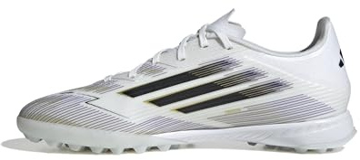 adidas Chaussures Unisexes F50 League Turf EU, Blanc, Noir, doré métallisé, 45 1/3 EU