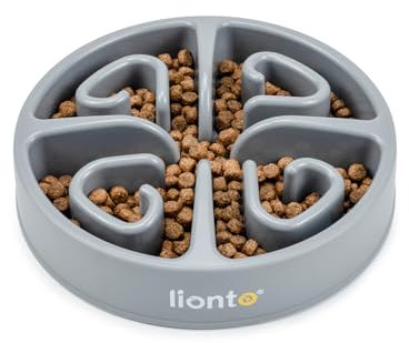 lionto Anti Schling Napf für Hunde & Katzen, Ø 20 cm, Höhe 4,5 cm, Fassungsvermögen von bis zu 450 g, Rutschfester Hundenapf aus lebensmittelechtem Kunststoff, bis zu 100° spülmaschinenfest, hellgrau