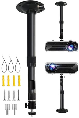 2-Be-Best Projector Ceiling Mount Length 12-18 in / 31-45 cm Projector Mount 360° Rotatable Projectors Holder Adjustable Bracket for Projectors Upgraded Black