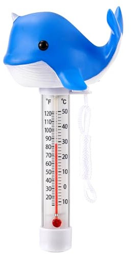 INCETUE Thermomètre de piscine flottant, jauge de température d'eau facile à lire avec ficelle pour piscines, bains de glace, jacuzzi, jacuzzi, bassins froids, étangs et spas (baleine)