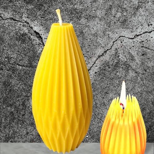 Bienenwachskerze Tropfen gerillt mit Muster 13,5 x 6 cm aus 100% Bienenwachs aus BIO Imkerei