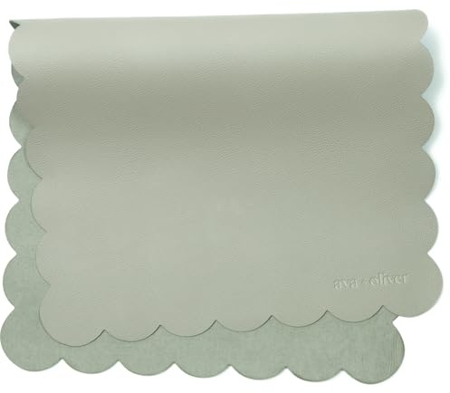Ava + Oliver Vegan Leather Baby Changing Mat (16 X 30 in) - Multipurpose Wipeable and Portable Diaper Changing Mat - Foldable for Travel (Sage Scallop)