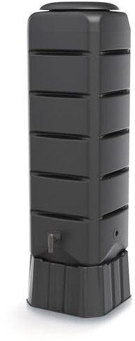 Regenwassertonne Regentonne Regenbehälter Regentank Regenfass Eckig Wassertank mit Standfuss Deckel und Wasserhahn 120L Anthrazit