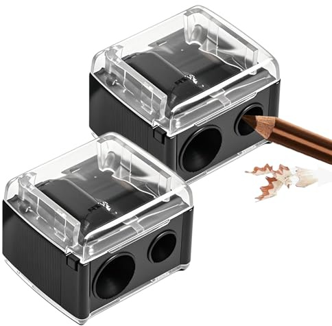 2 PCS Eyeliner Sharpener,2 Holes Makeup Sharpener,Compact Eyebrow Pencil Sharpener for Various Sizes of Eyebrow Pencil,Eyeliner,Lip Liner etc,Easy to Clean(Black)