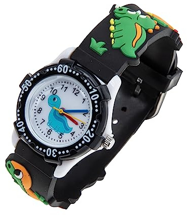 Healeved Reloj de Cuarzo para Niños Reloj de Dinosaurio Resistente al Agua Silicona Diseño para Niños y Niñas y Cómodo