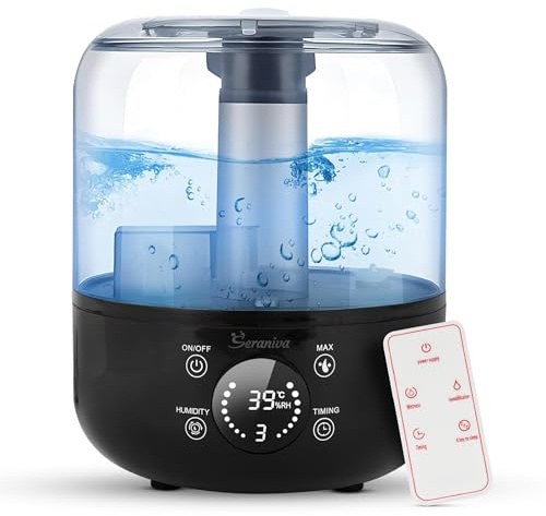 Humidifier for Bedroom, 3L Remote Control Ultrasonic Humidifier with Oil Box, Top Fill Easy to Clean, Quiet Filterless Air Humidifier for Baby & Kids, Allergies, Plants, Sinus & Dry Skin
