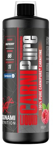 Tsunami Nutrition Carnipure Liquid Professional, Integratore Liquido L-Carnitina 1000mg, 1L, Gusti Mela/Frutti Rossi/Lampone/Limone, Per il Metabolismo dei Grassi ed Energia (1l, Lampone)