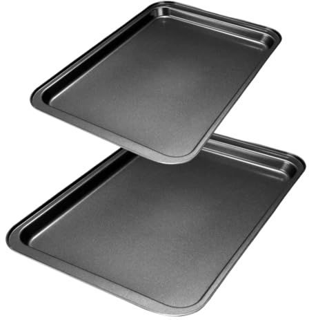 2x Backblech Antihaft Rechteckig Set (42,5x28cm + 37,5x25,5cm) – Rostfreie Backbleche für Ofen, Kuchenblech & Baking Tray, Spülmaschinenfest, Blechkuchenform