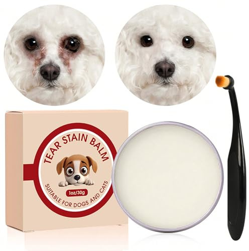 Détachant pour larmes de chien – 40 g de baume nettoyant, pinceau applicateur pour les yeux | Solution de soins doux pour animaux de compagnie, pour chiot, chien, toilettage quotidien, Salon vétérinai