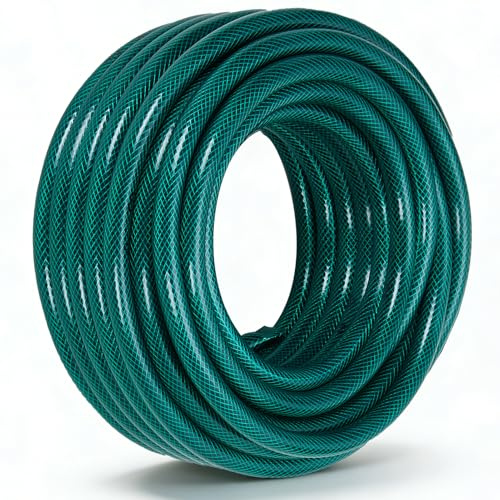 The Fellie 20m Garden Hose, 2 Layer Water Thicker Hose, Reinforced PVC Water Hose Resistance to UV, Easy Storage, Algae Resistant, for Garden Irrigation, Hot Tub, Pool. (12mmx2mmx20m, Green)