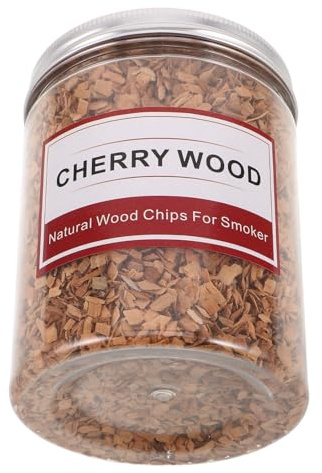BESPORTBLE Astillas de Madera de Cerezo para Barbacoa 125 G, Trozos Naturales para Ahumar Carnes y Cócteles, Humo Aromático Duradero, Uso al Aire Libre en Parrillas y Reuniones