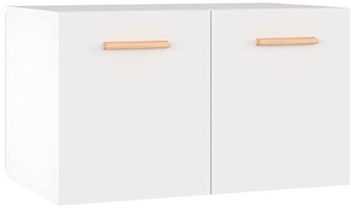 Qnhdfrt Armadio da parete bianco, 60 x 36,5 x 35 cm, mobile sospeso in legno, salvaspazio, con 2 scomparti, per soggiorno e corridoio, struttura stabile