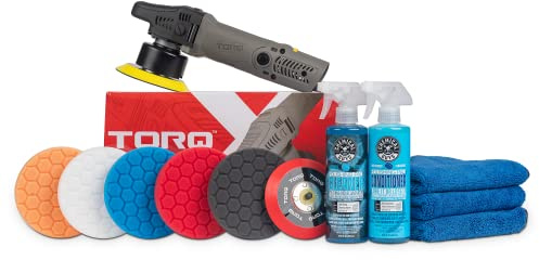 Chemical Guys TORQX Random Orbital Polisher Complete Car Detailing Kit - Pads, Pad Cleaner, Conditioner & Towels, Safe for Cars, Trucks, SUVs, Motorcycles & More, 700W 8mm Throw - 12-Piece