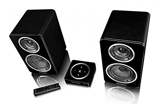 Wharfedale Diamond A1 Active Bookshelf Speakers inc H1 Hub (Black Leatherette)