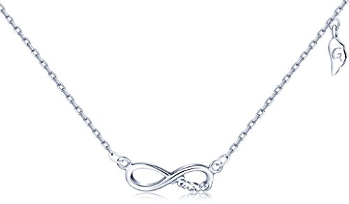 Yumilok 925 Sterling Silber Unendlichkeit Zeichen Forever Zeitlos Anhänger Halskette Kette mit Anhänger für Damen Mädchen