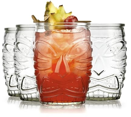 Libbey 4 Piece Modern Bar-Tiki Double Old Fashioned Glass Set, One Size, Clear