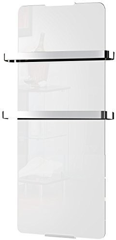 Chemin’Arte Sèche-Serviette Électrique Blanc 1200W - Radiateur Vertical - 120x6x46cm - 2 Barres Porte Serviettes - Conçu en France