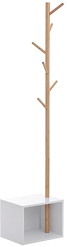 HOMCOM 180 cm Hallway Coat Rack Storage Bench Tree Hat Hanger Entryway Stand Garment Organiser Bedroom Living Room