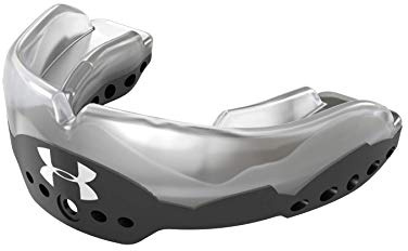 Under Armour Gameday Elite Mundschutz für Fußball, Lacrosse, Basketball, Hockey, Boxen etc. Sports Mundschutz inkl. abnehmbarem Helmgurt Jugend & Erwachsene Protectar Bucal, Schwarz