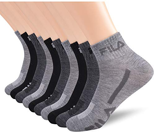 FILA Racing Striped Quarter Socks Calcetines de Cuarto, Gris Multi (Paquete de 10), Altoa única (Pack Hombre
