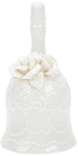 Yardwe Ceramic Hand Bell for Dinner, Decorative White Ring Bell for Home, Restaurant, Bar, Wedding, and Party Use, 5.51 X 2.95 X 2.95 Inches