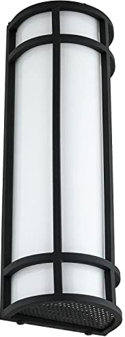 Sunlite 81435 18” LED Outdoor Mission Style Light Fixture, Half Cylinder Wall Sconce, Adjustable 3 CCT 3000K-5000K, 20 Watts, 1000 Lumens, Non-Dimmable, Black Frame, for Porches, Garage & Entryways