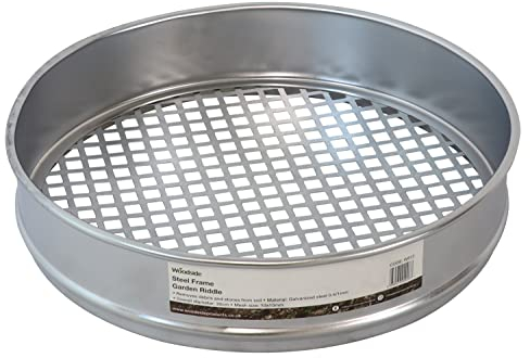 Woodside Heavy Duty Steel Garden Riddle, 30cm Potting Sieve, Mesh Soil/Compost Sift