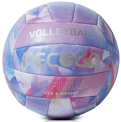 PECOGO Volleyball Size 5 Soft PU Leather Purple Indoor Outdoor Volleyballs Sports Training Game Play Ball for Beginner, Teenager, Adult