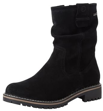 Tamaris dam varmt foder stövlar läder blockklack, svart, 38 EU
